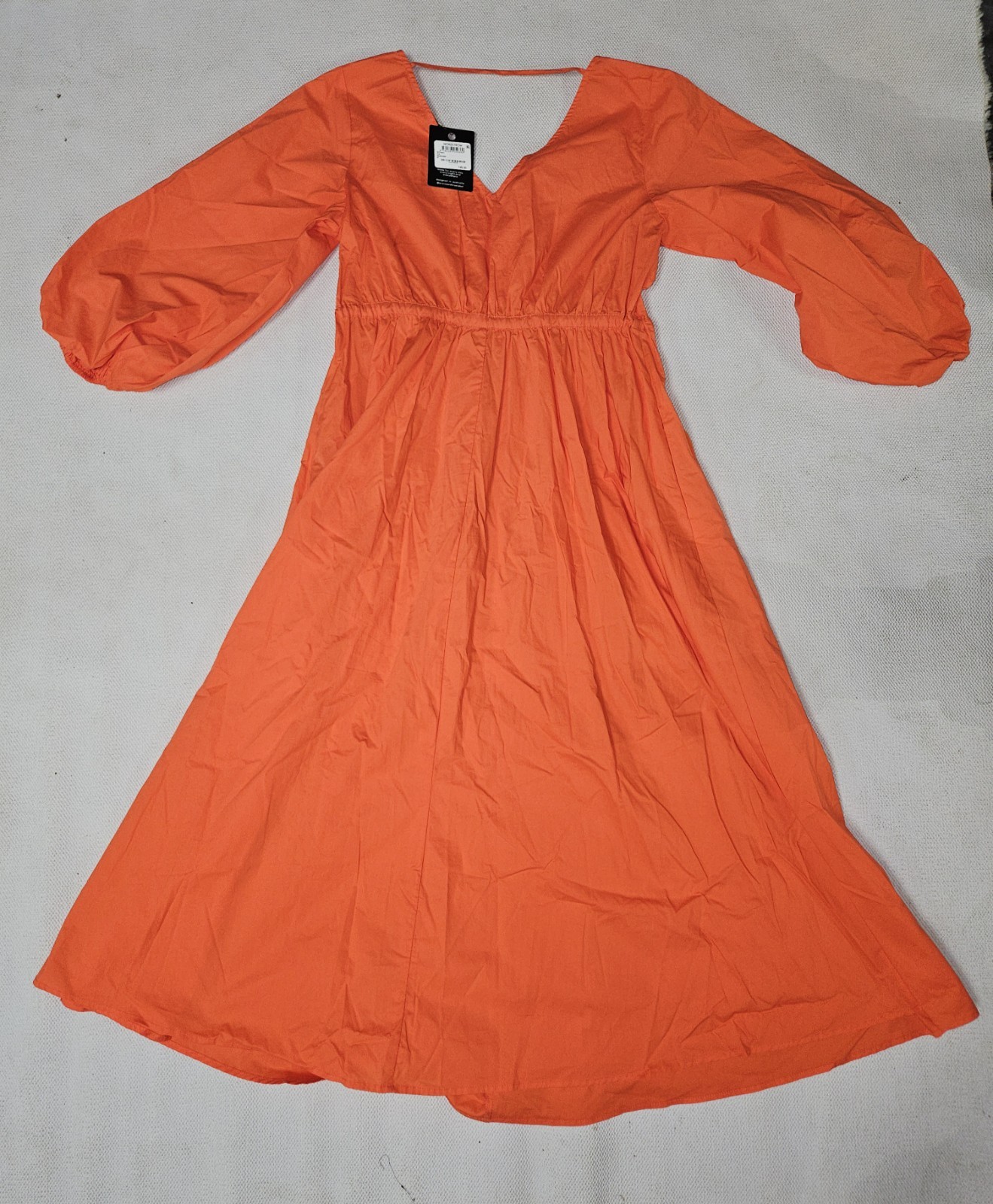 Brave + True Sunshine Cotton Poplin Midi Dress Vibrant Mandarin Orange Color