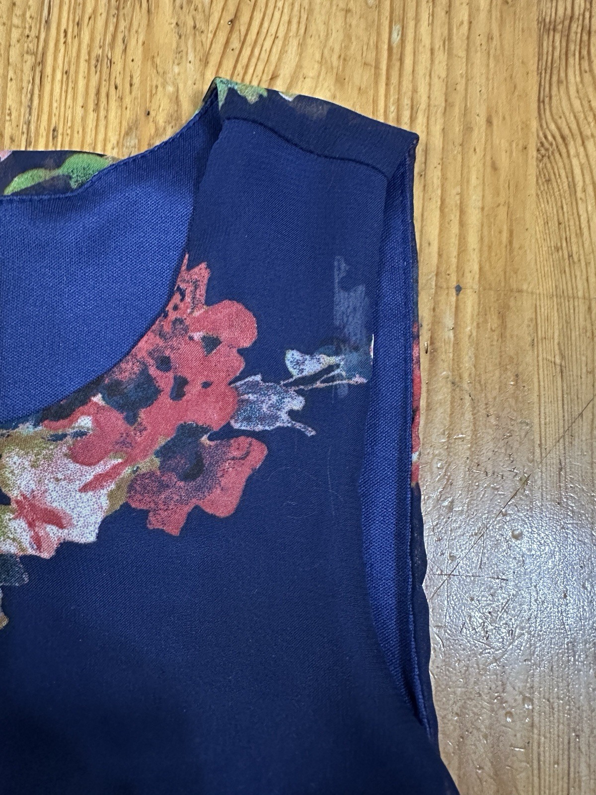 BeBop Blue Floral Chiffon Sleeveless Mini Dress Elastic Waist Size M Boho flowy