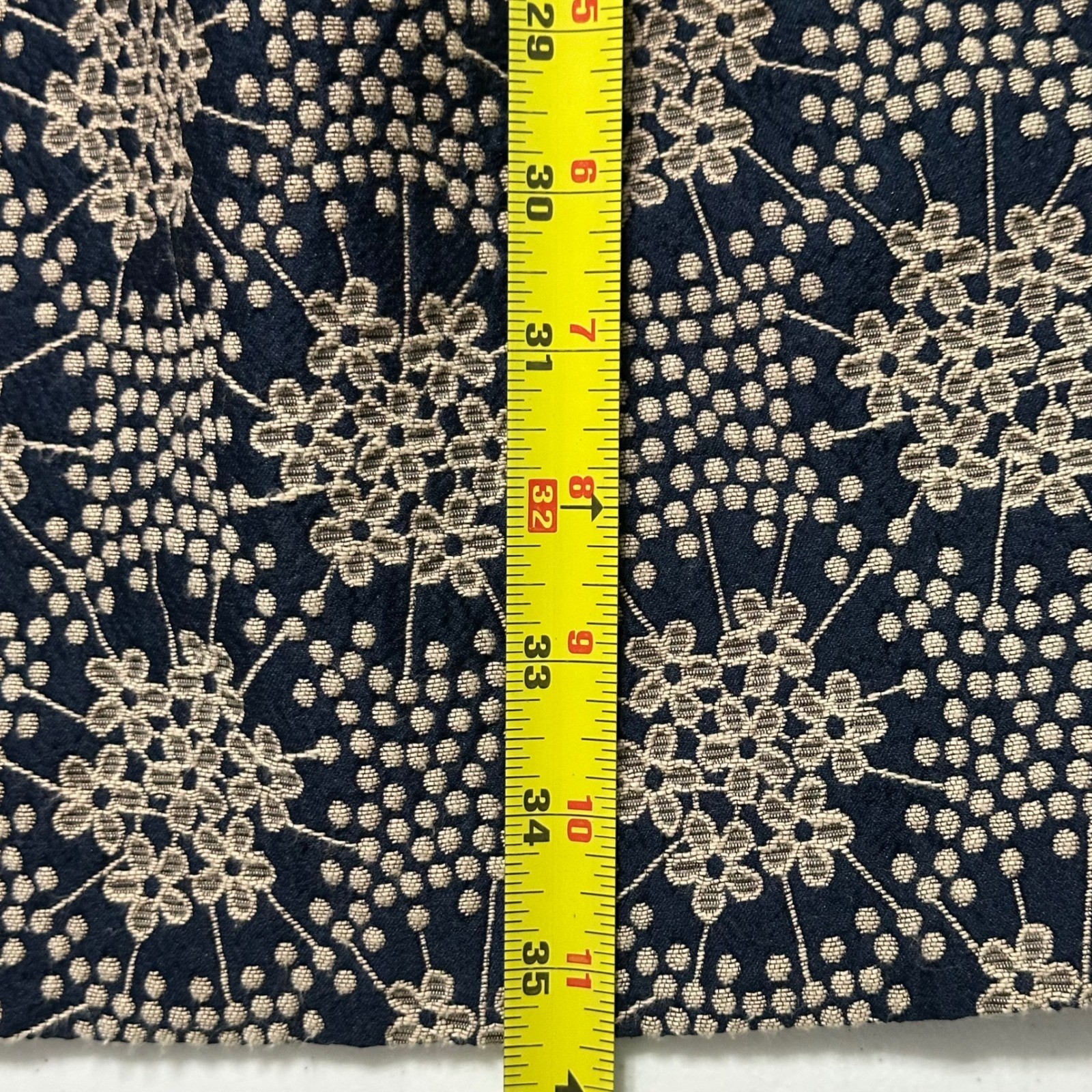 Boden Floral Medallion Cap Sleeve Fit & Flare Dress Navy Blue Tan Pleated 8R