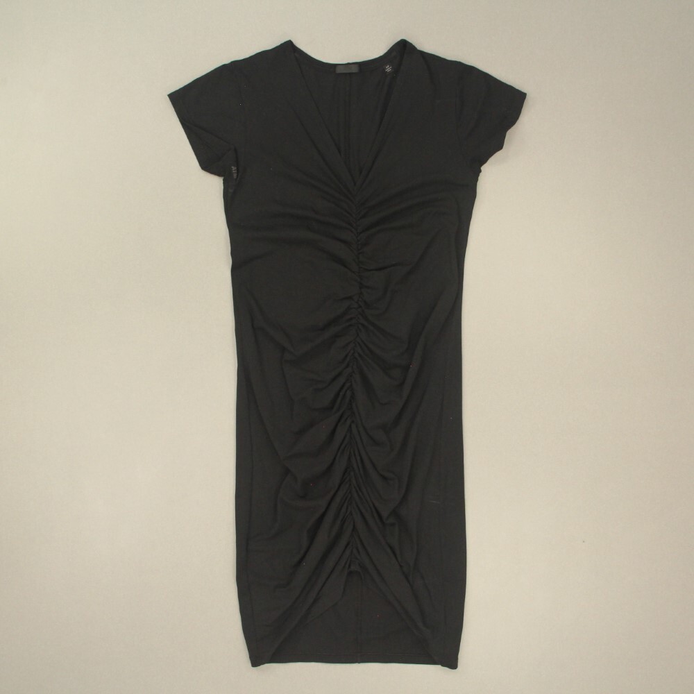 ATM Anthony Thomas Melillo Women’s Ruched V-Neck T-shirt Dress Size Small Black