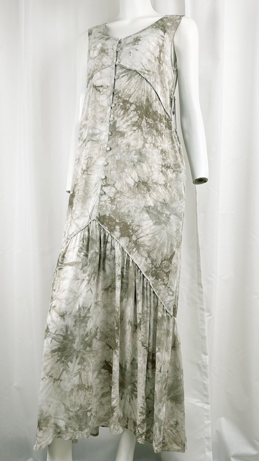 Tribal Brand Sleeveless 3-Tiered Boho Maxi Dress “Fern” Tie Dye XS