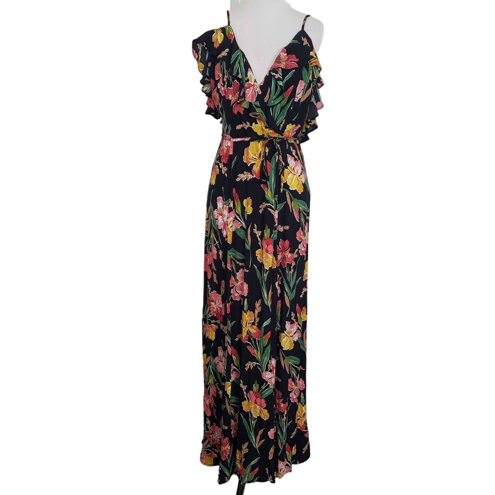 Privacy Please Karen Maxi Dress Womens Size Medium Floral Backless Tropical Long