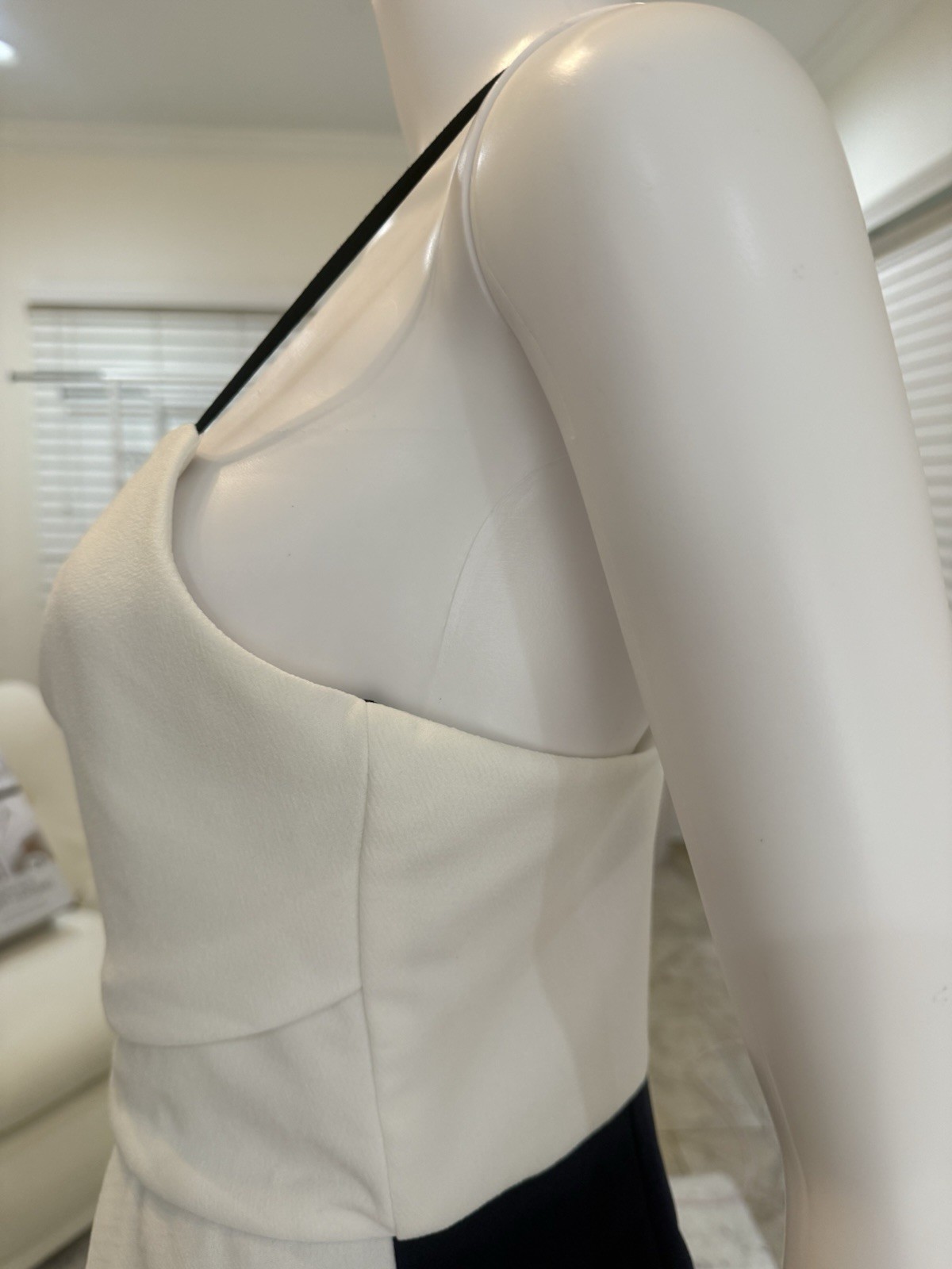 ABS Allen Schwartz White/Navy Strap Colorblock Peplum Mini Dress Size10