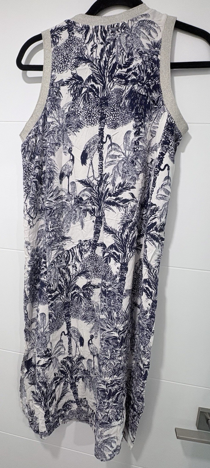 in Italy Sleeveless Tropical Floral Print Midi Dress 100% Viscose Size U