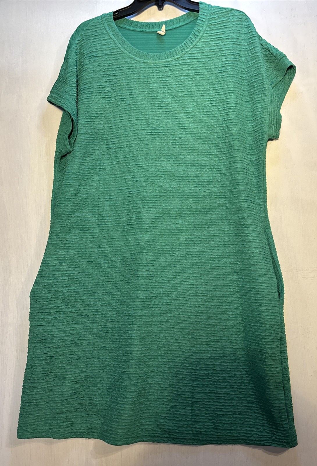 Evaless Women’s Size L Stretch Textured Knit Tunic Dress Pockets