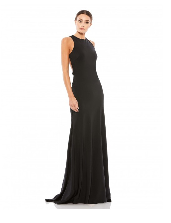 MAC DUGGAL 26262I EXPOSED BACK SEQUIN BOW BLACK GOWN sz 6