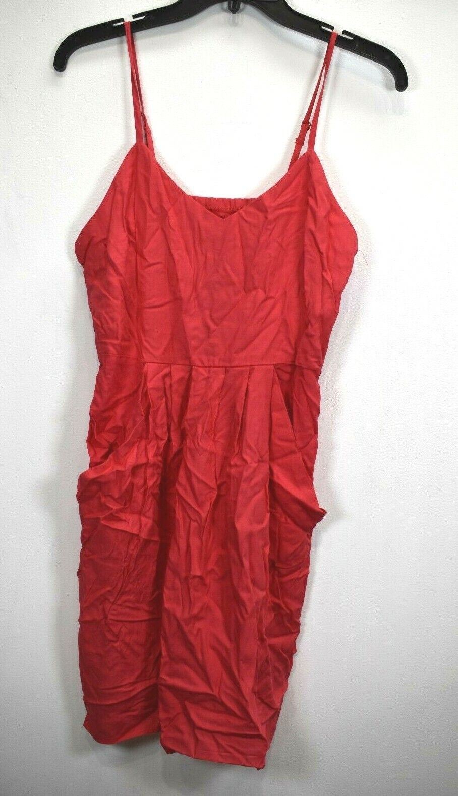 Mossimo Womens Solid Red V Neck Spaghetti Strap Side Zip Casual Mini Dress 10