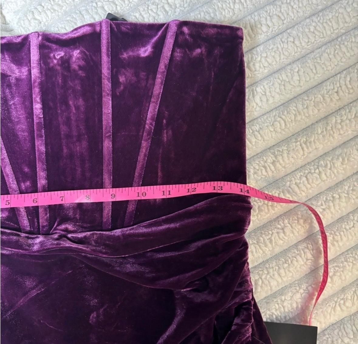 LULUS -Size M- Glamorous Celebrations Dark Purple Velvet Strapless Tulip Dress..