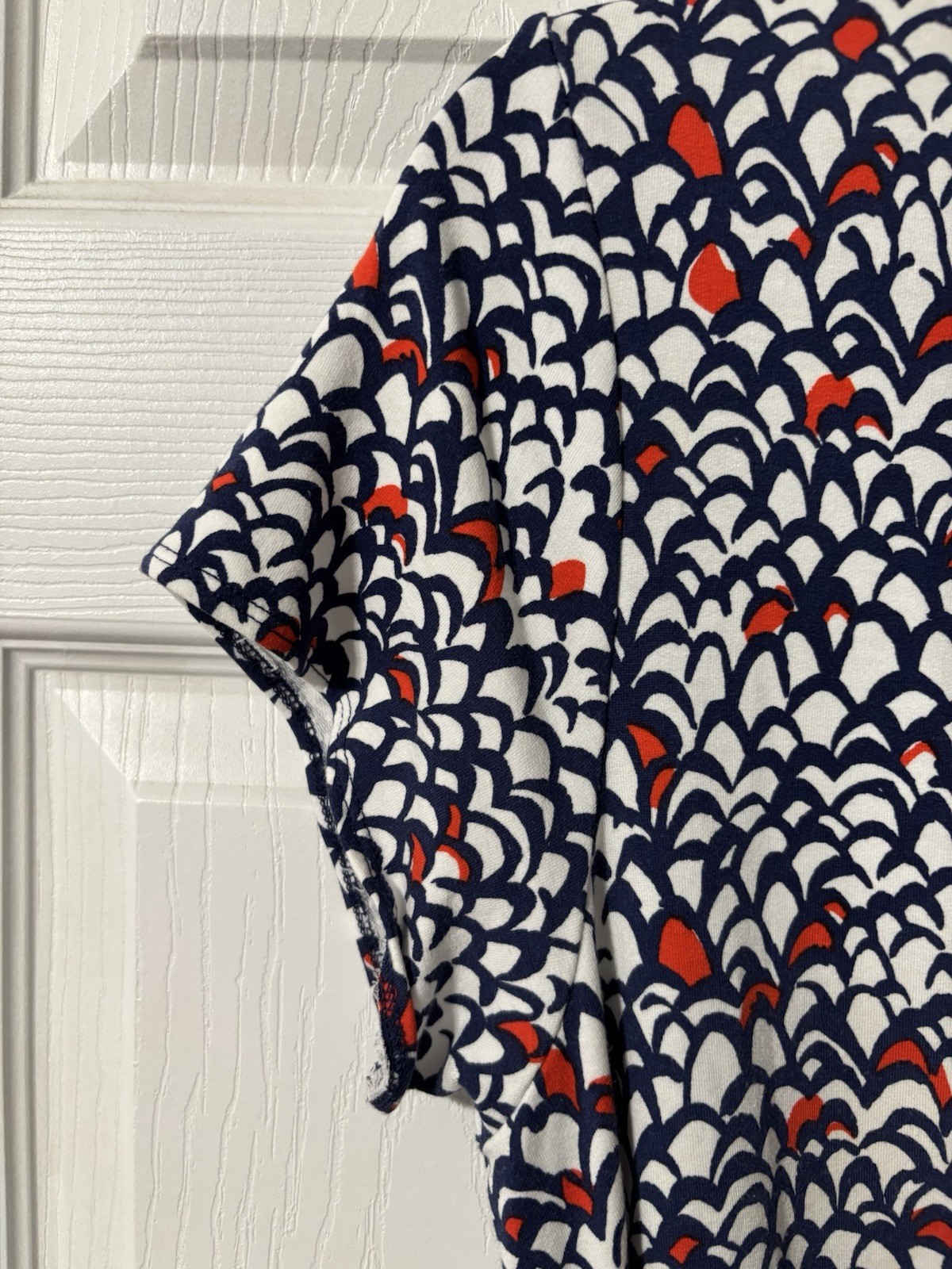 Hatley Martine Dress Sz L Feather Tips A-Line Dress Twist Front Stretch $95