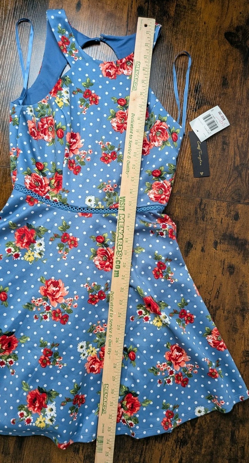City Triangles Floral Dress Size 5 Juniors Summery Women Blue Polka Dots NWT