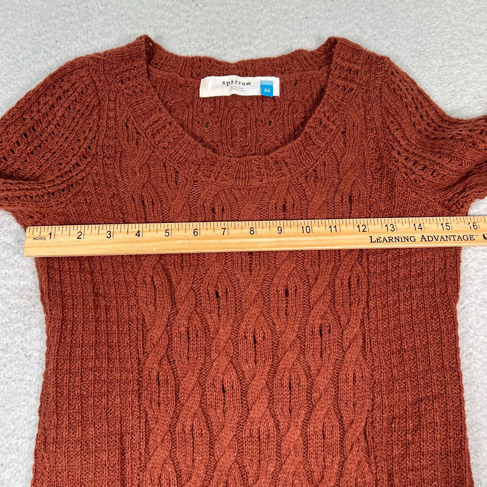 Anthropologie Sparrow Cable Knit Sweater Dress Women XS Wool Cashmere Blend Rust