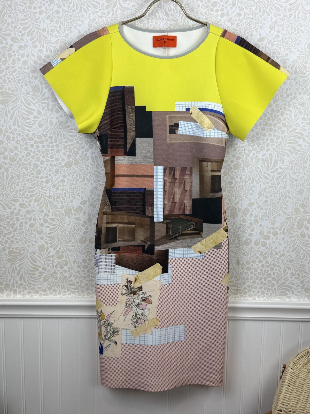 Clover Canyon Neoprene Neon Abstract Print Sheath Dress – Size – Medium