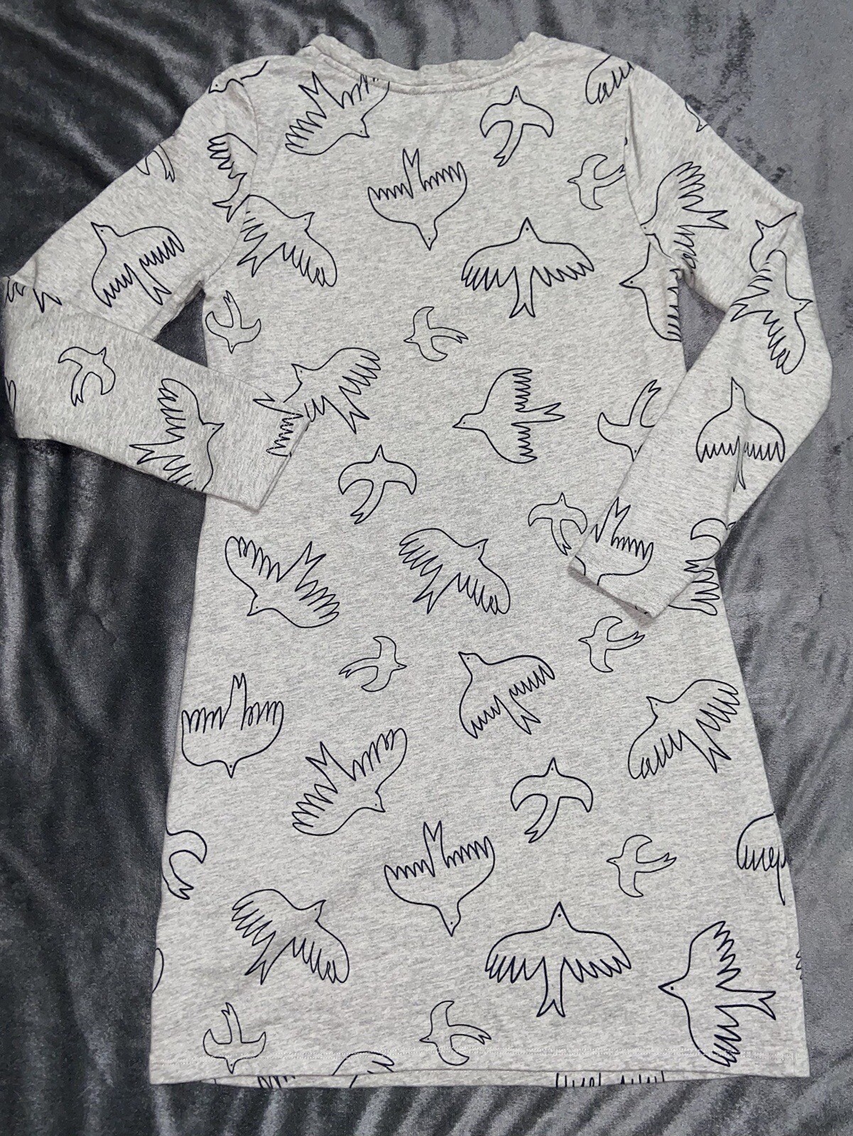 Boden Heather Gray Flying Birds Sparrow Dove Sweatshirt Dress Sz 6R