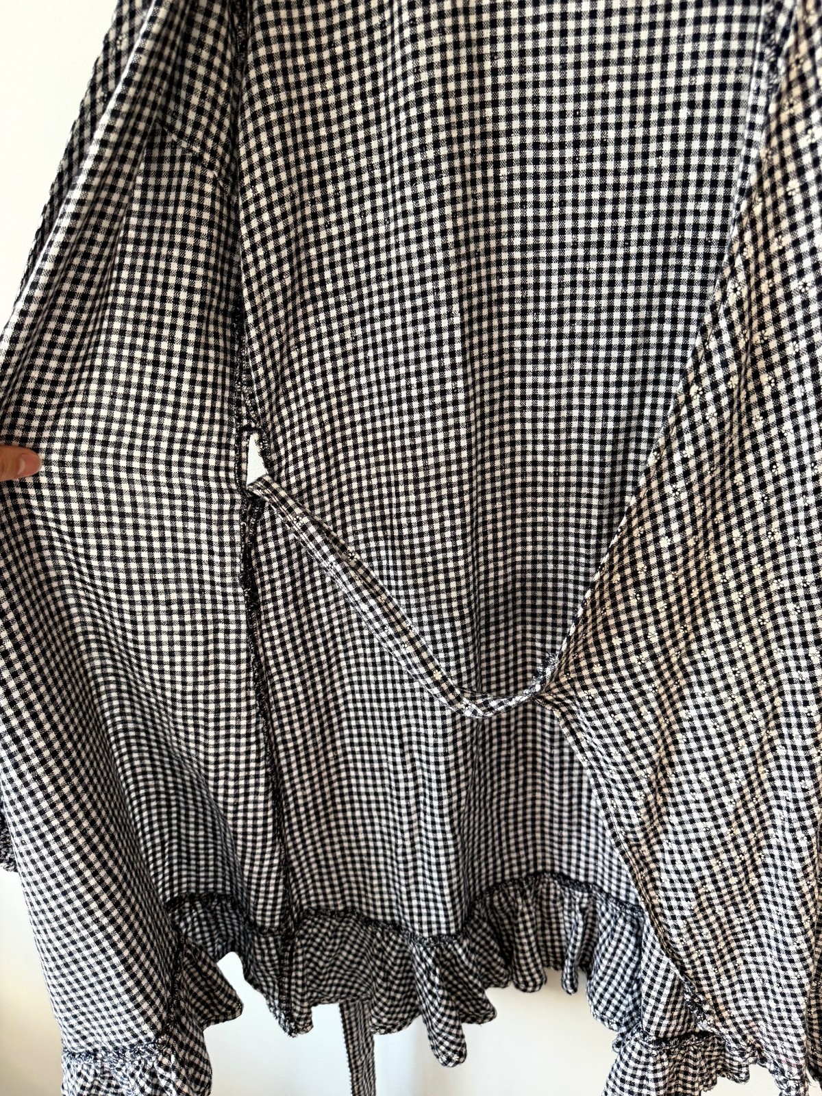 Next Gingham Floral Mini Wrap Dress UK 8 Linen-Viscose