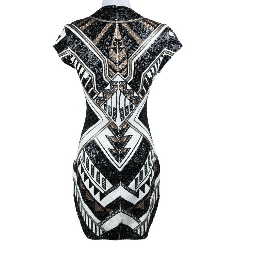 Express Art Deco Sequin Geometric Aztec Tribal Bodycon Cocktail Evening Dress