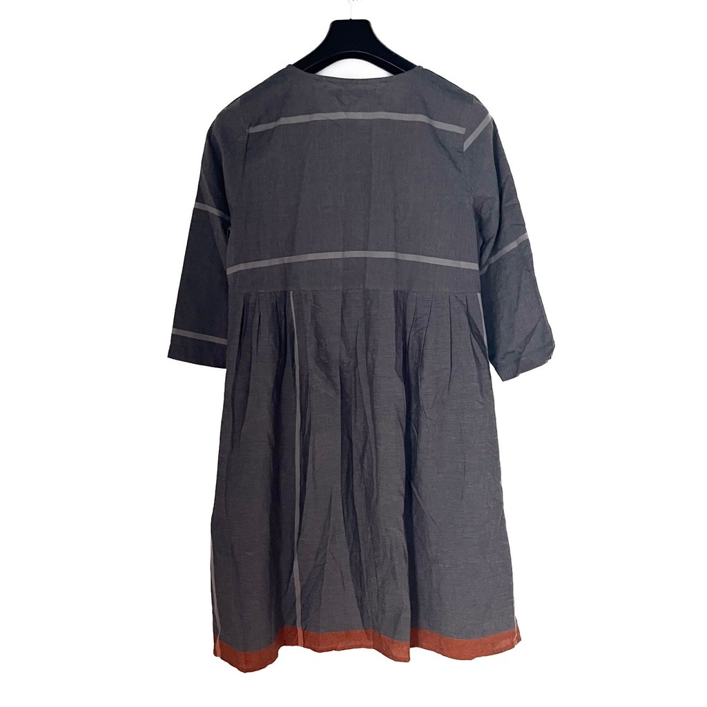 Gudrun Sjoden Gray Sripe Organic Cotton Oversized Midi Dress Small Lagenlook