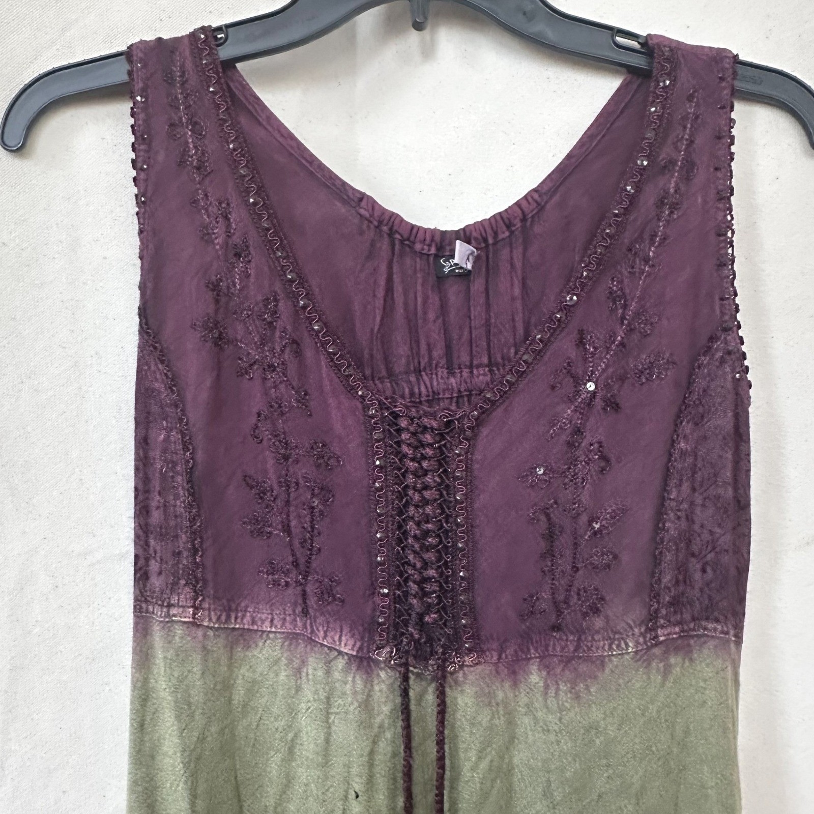 Boho Gipsy Fairy Goblin Patchwork Embroidered Maxi Dress Free Size India *FLAWED