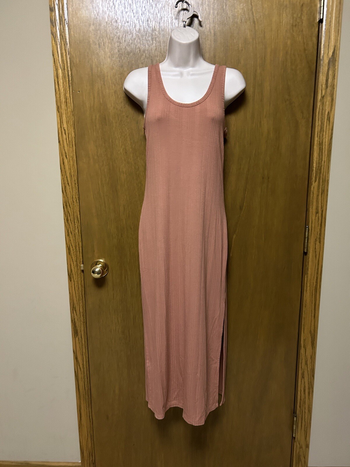 OLD NAVY size M DRESS Midi Slim Fit Rib Knit Stretch TERRA COTTA NEW Z24