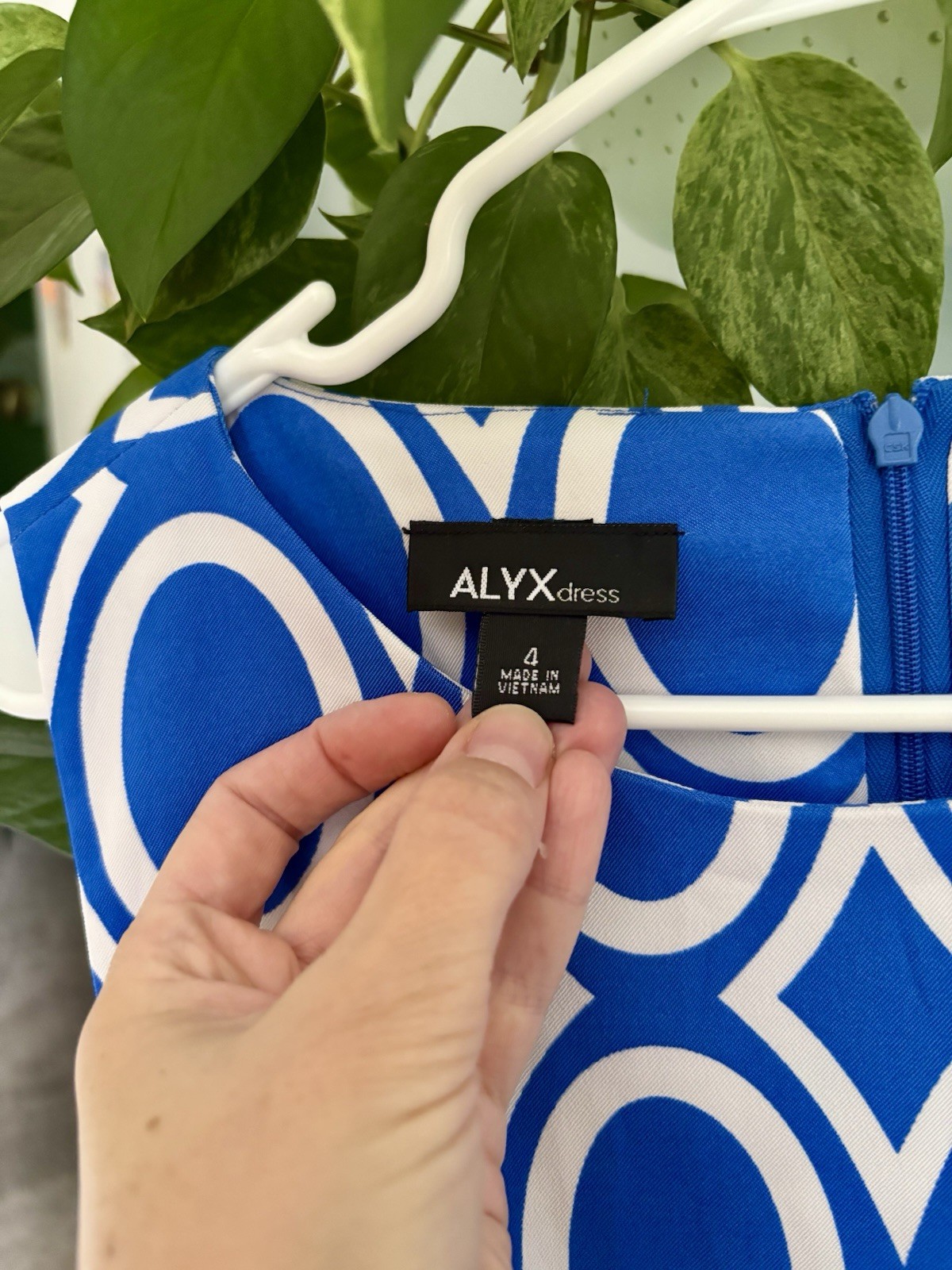 ALYX Blue & White Geometric-Pattern Sleeveless Dress