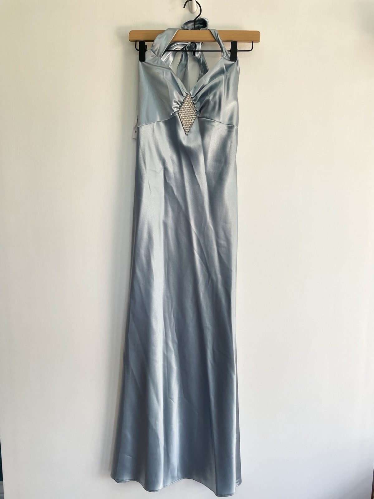 NWT Vintage Jessica McClintock for Gunne Sax Dress Light Blue Satin Halter Sz 6