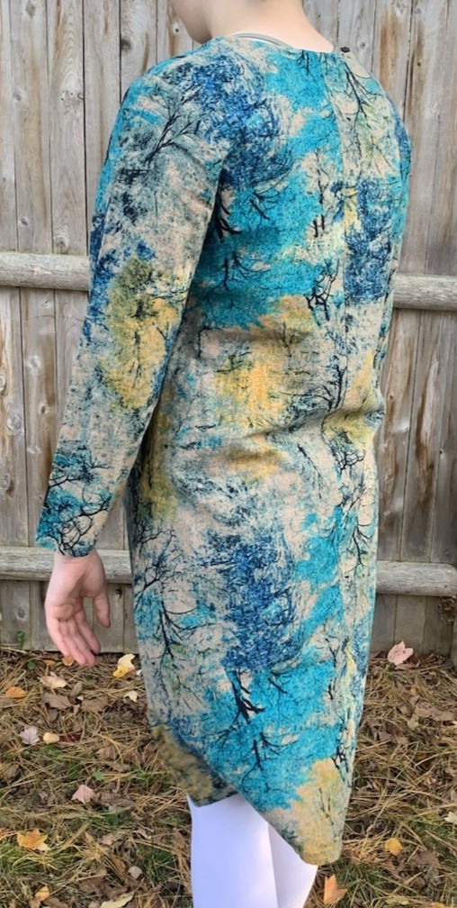 YJYL Green Multicolor Tree Print Shift Dress 3/4 Sleeve China Size XXL (US M)