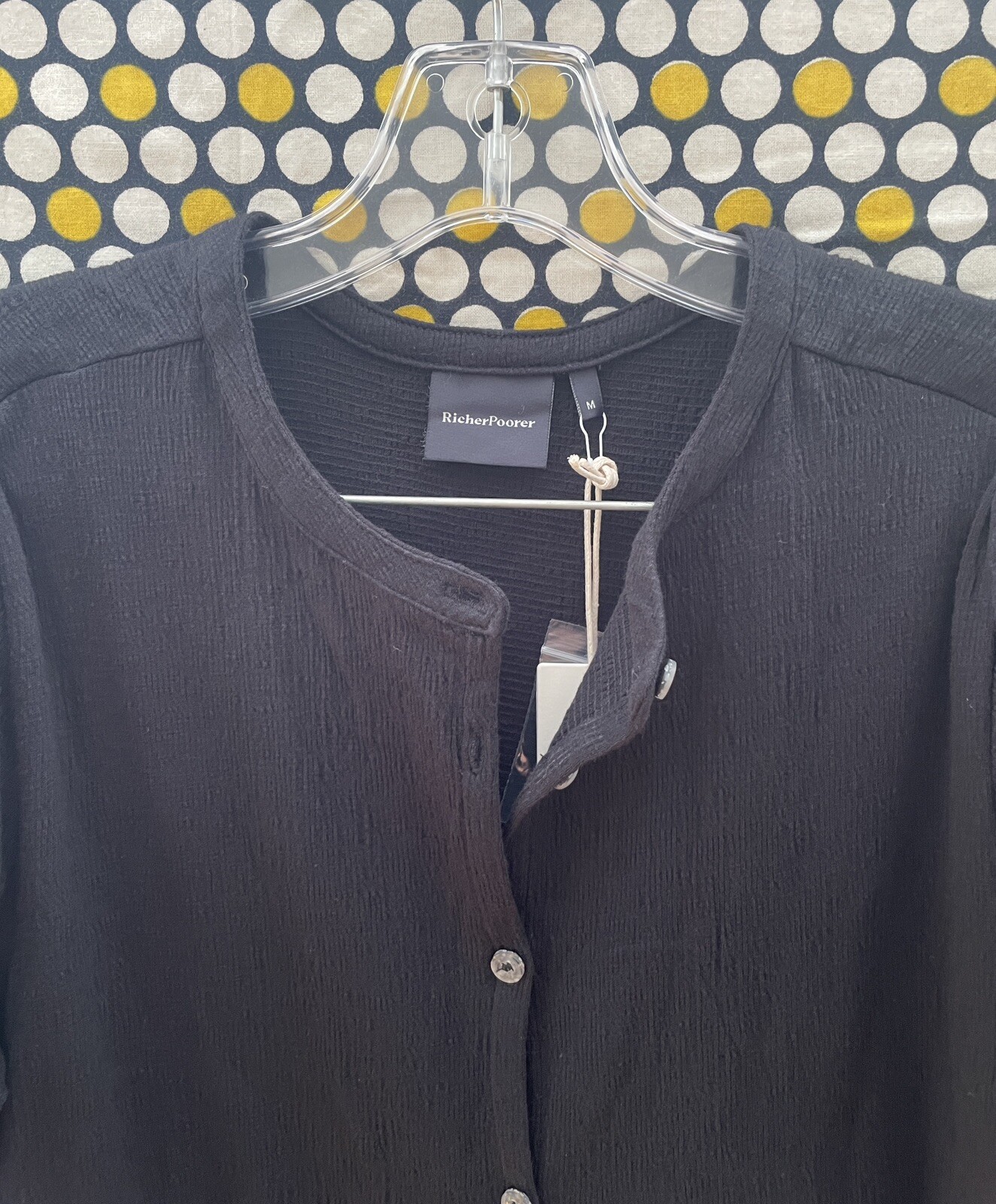 Richer Poorer Womens Black Size M Cloud Button Up Long Sleeve Shirt Dress Frock