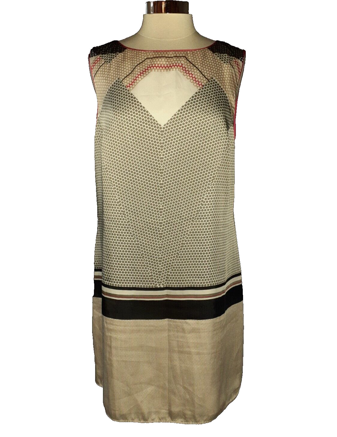 MAX EDITION Size XL Shift Dress Black Grey Beige Red Polka Dot Sleeveless