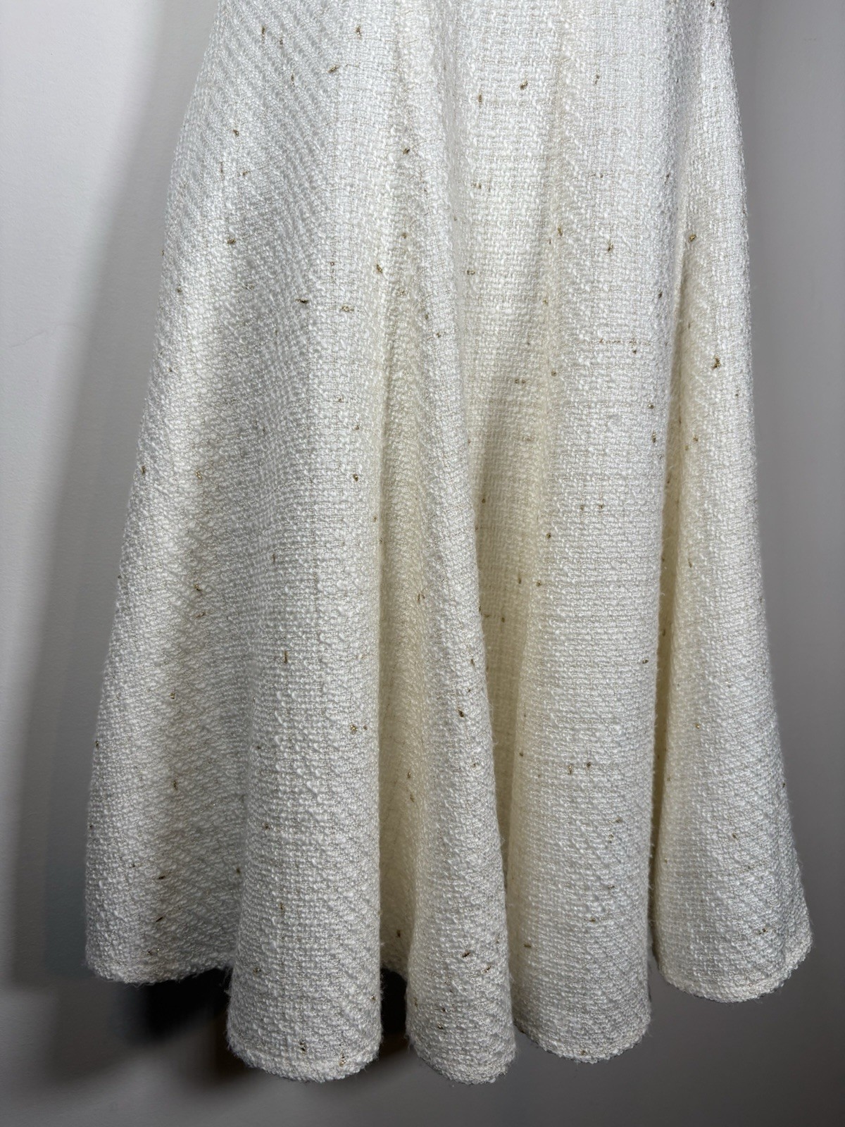 EVERLEIGH Tweed Cream Gold Sleeveless Dress Size Small Preppy Classic Academia