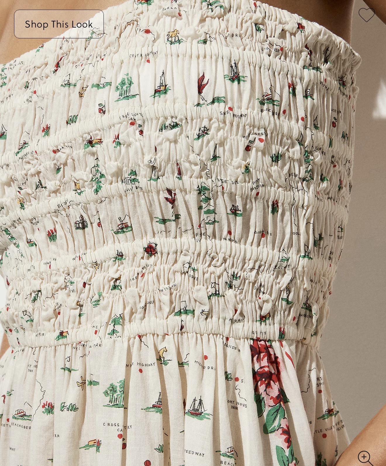 new nwt J. Crew J Crew smocked mini dress map print XS xsmall cotton voile