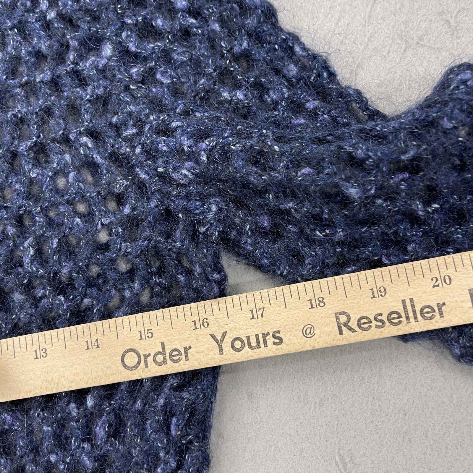 Free People Sweater Dress Womens Medium Blue Mohair Open Knit Sheer Turtleneck