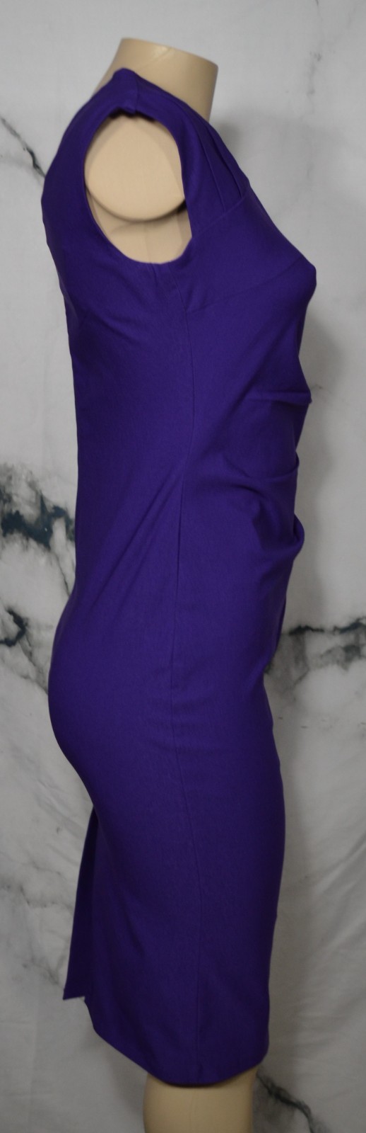 MUXXN BOUTIQUE NEW NWT Blue Asymmetrical V Neck Slight Cap Sleeve Dress Large