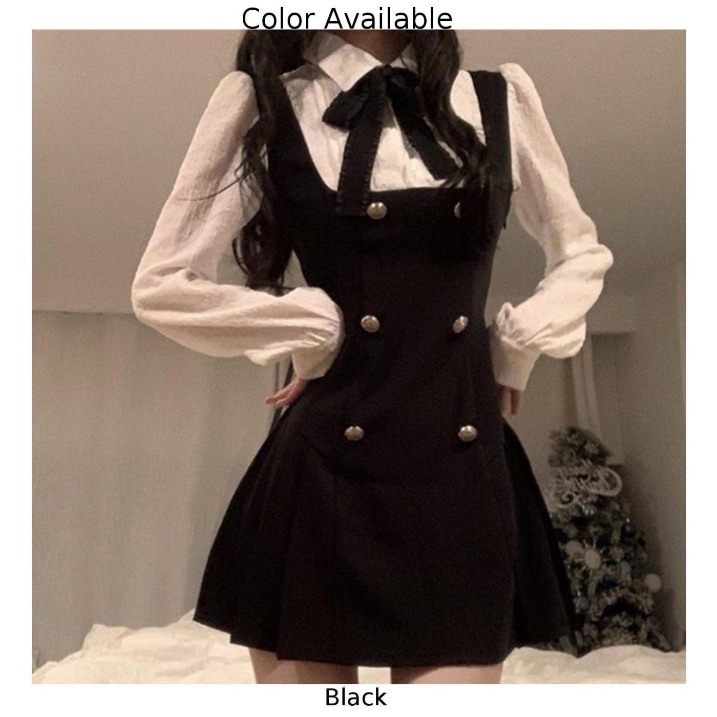 Comfy Spring Autumn Fashion Bow Fake Two Pieces Sweet Bow Buttons Design