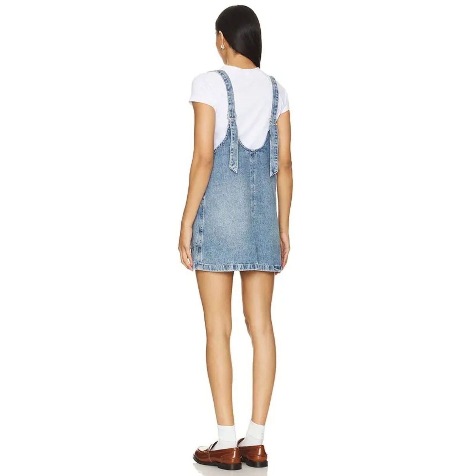 Free People High Roller Skirtall Medium Denim Overall Mini Dress Western Boho