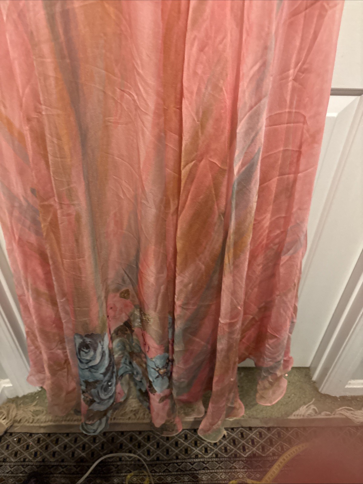 Vintage Y2K Dave & Johnny Size 4 Pink And Blue Swirl Chiffon With Flowers At Not