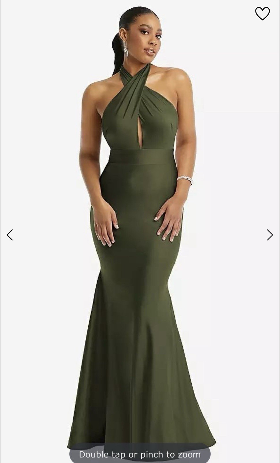 Cynthia & Sahar Olive Green Satin Halter Mermaid Long Formal Gown S-A CS112
