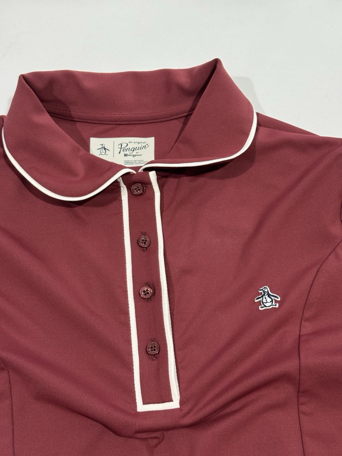Original Penguin Burgundy Collared Golf Dress Performance Polo Tennis Dress S