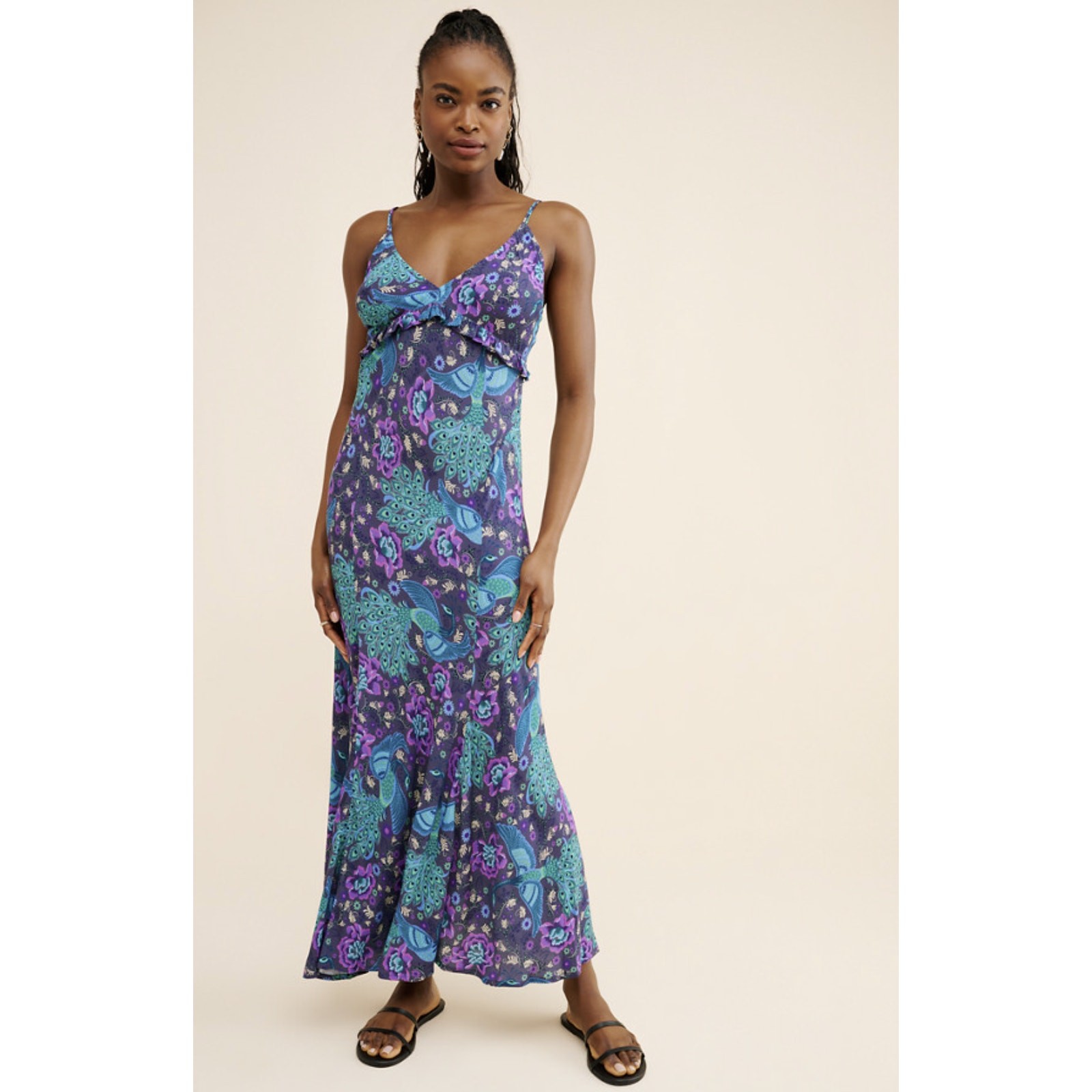 SPELL & The Gypsy Boheme Bias Slip Maxi Dress Peacock Blue/Purple