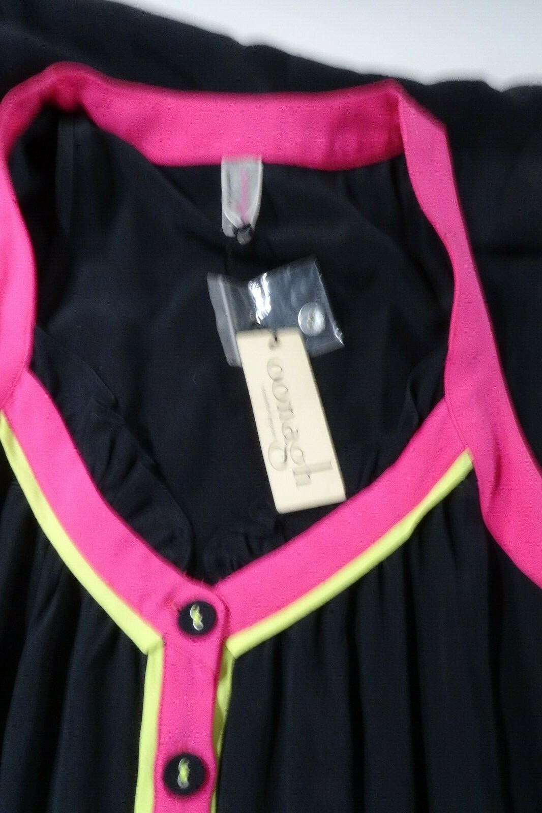 Oonagh by Nanette Lepore Hudson colourblock black neon pink Maxi Dress 0 IRRG