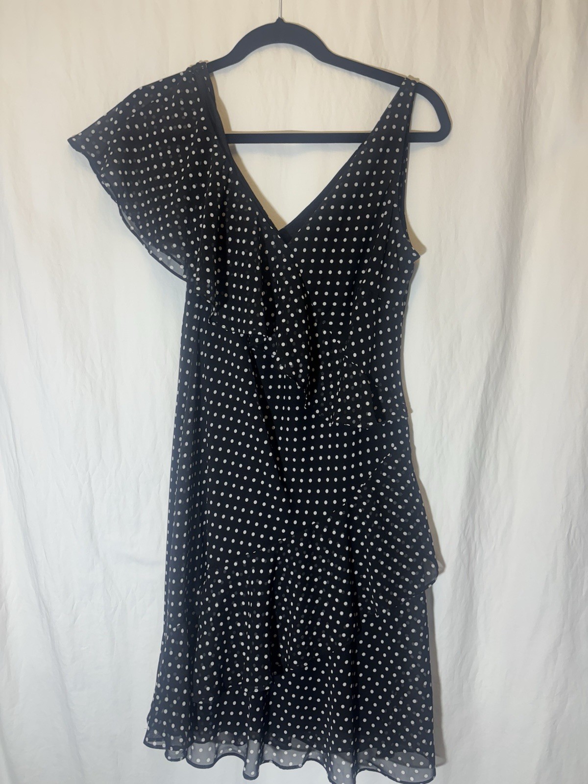 Chaps Dress Womens Medium Sleeveless Blue Polka Dot Size 8 HH19