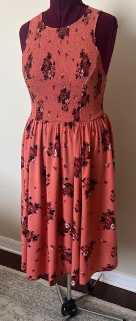 TORRID Rust Floral Print Smocked Challis Midi Summer Dress Size 1 S/M NEW