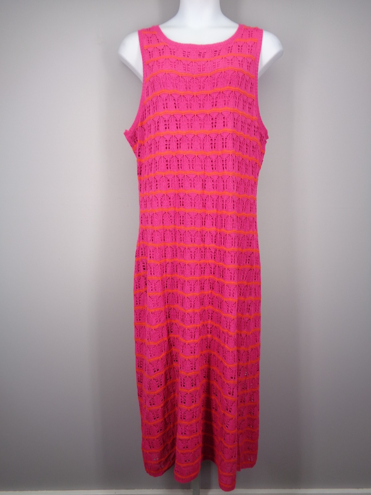 City Chic Pink Crochet Stripe Dress Plus Size XXL (24) New