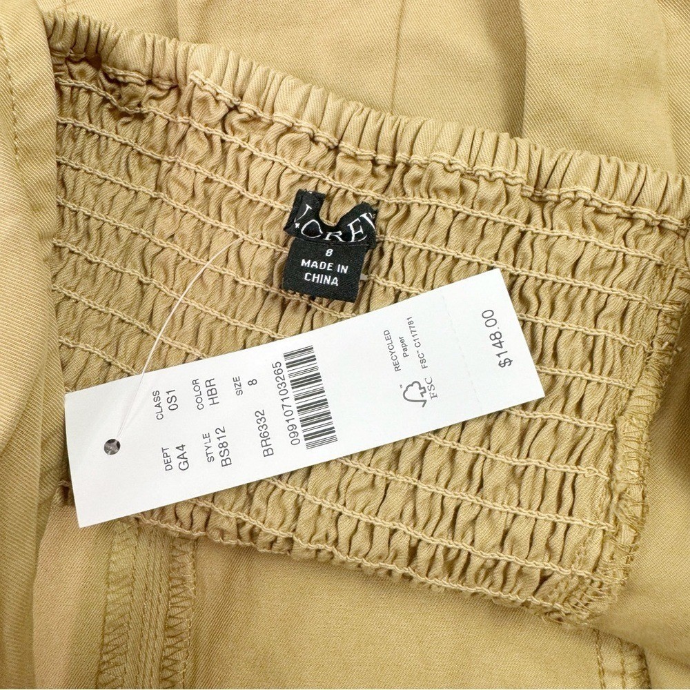 J Crew size 8 sleeveless square neck Pleated A-line chino dress in honey brown