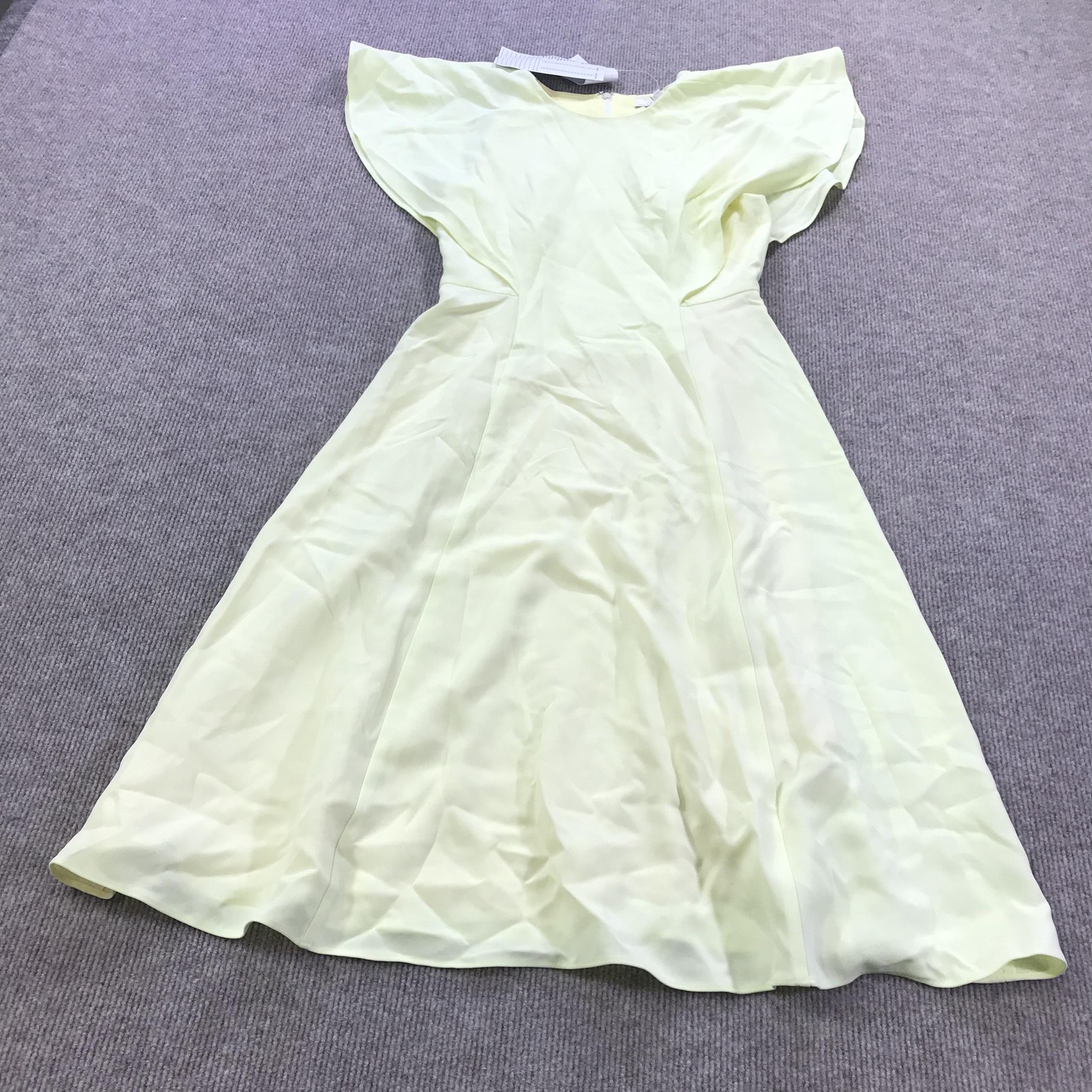 Brooks Brothers Dress Womens 4 Lime Cream Flutter Sleeve Crepe A Line Party