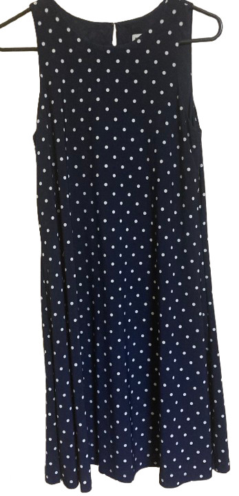Anne Klein Women’s Size 4 Navy Blue And White Polka Dot Sleeveless Dress
