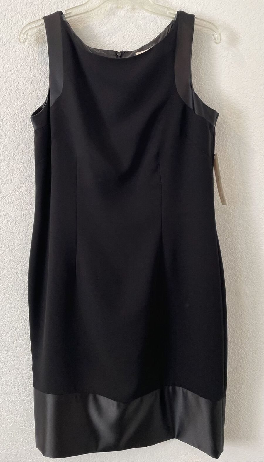 NWT Amanda Smith Y2K Black Shift Dress Satin Trim Size 14P