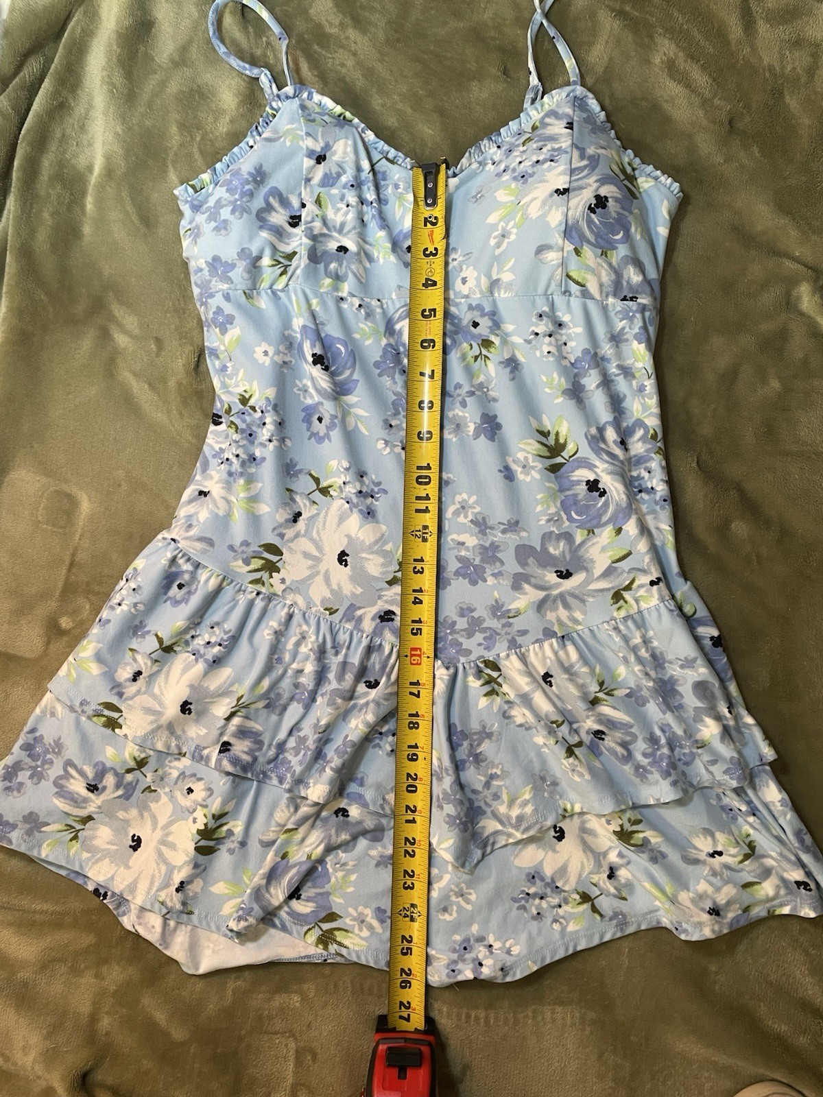 No Boundaries Spaghetti Strap Blue Sun Dress Size XXL 19 Adjustable Straps