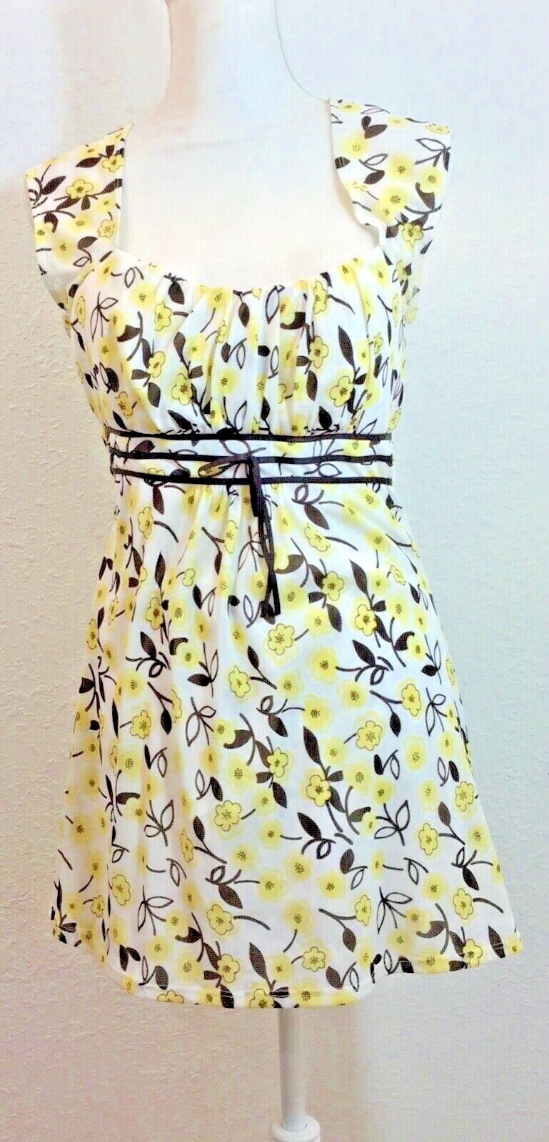Womens Three Pink Hearts Trixxi Yellow brown white Shirt Top Size M Empire Waist