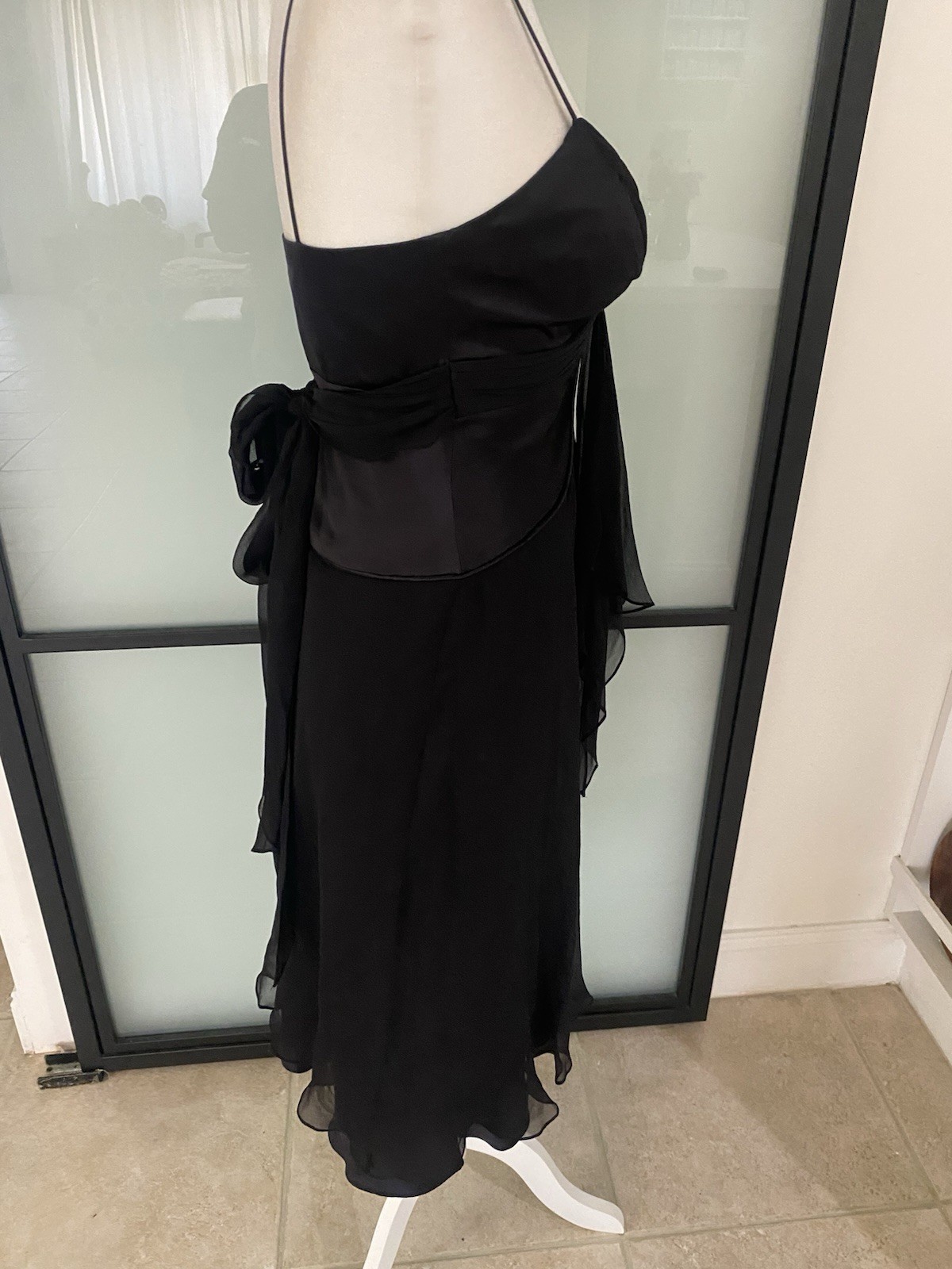 Gorgeous Black 100% Silk Cache Silk Dress/Gown Size 2 90s Corset Style Vintage