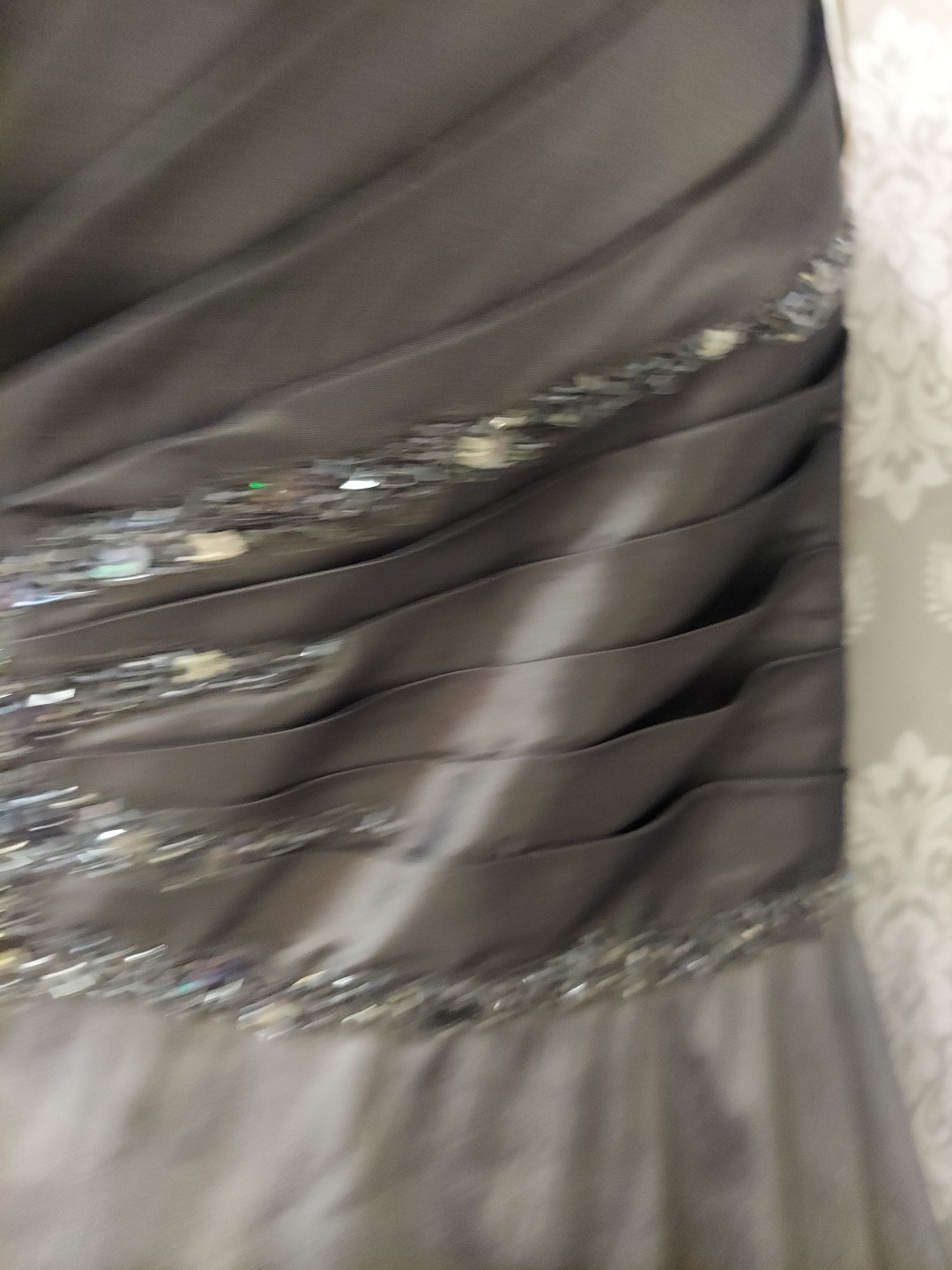 Cassandra Stone Lt Charcoal Sequin Pleated Bust (Lacebk Adjust Sizing)sz18w prom