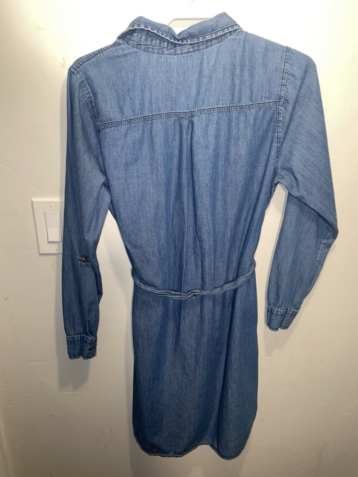 Charlotte Russe light-to-medium wash denim/chambray shirt dress With Waist Tie
